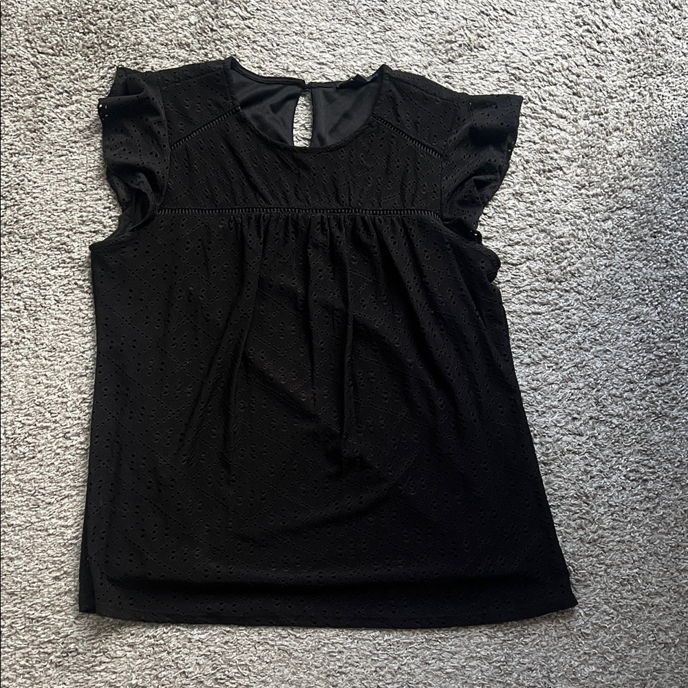 Adrianna Papell Black Eyelet Tank Top